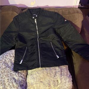 Diesel Black Men's Bomber Jacket with Silver Zippers